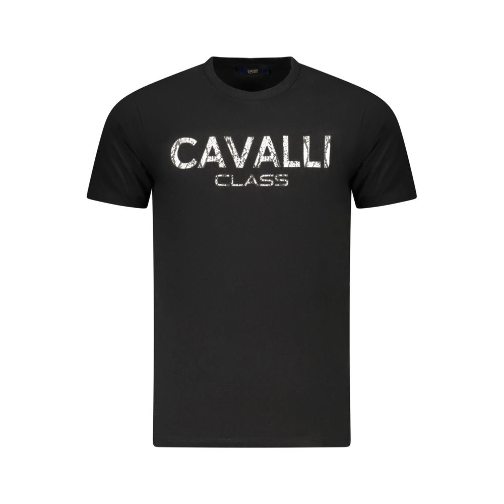 Cavalli Class Black Cotton Men T-Shirt CA-36640-M