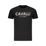 Cavalli Class Black Cotton Men T-Shirt CA-36640-M