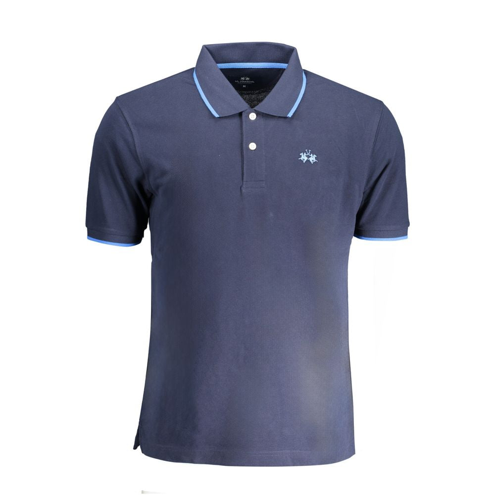 La Martina Blue Cotton Men Polo Shirt LA-38015-M