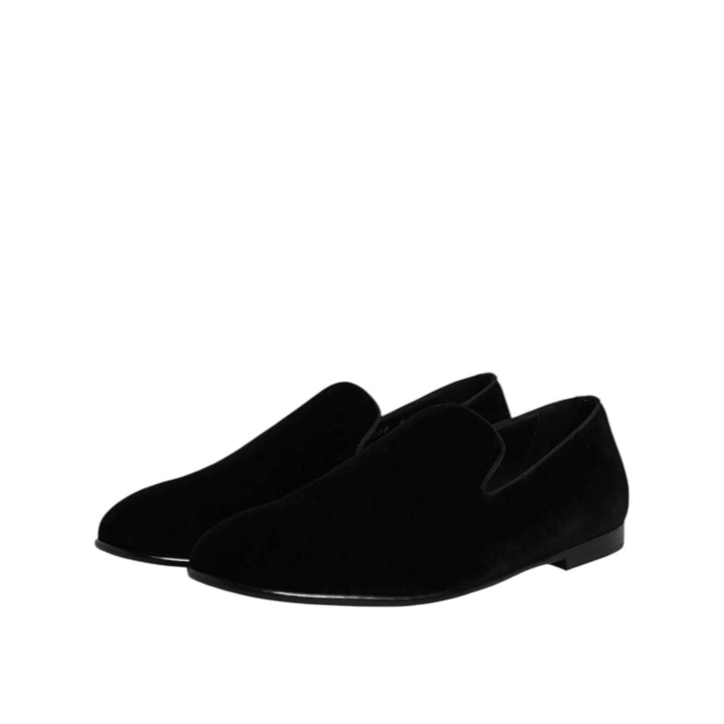 Dolce & Gabbana Black Velvet Slip On Loafers Formal Shoes MV7356-43