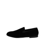 Dolce & Gabbana Black Velvet Slip On Loafers Formal Shoes MV7356-43