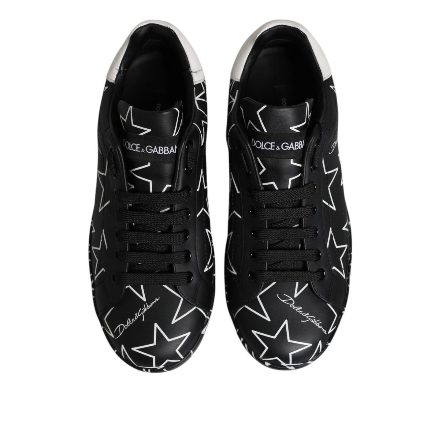Dolce & Gabbana Black White Stars Low Top Men Sneakers Shoes