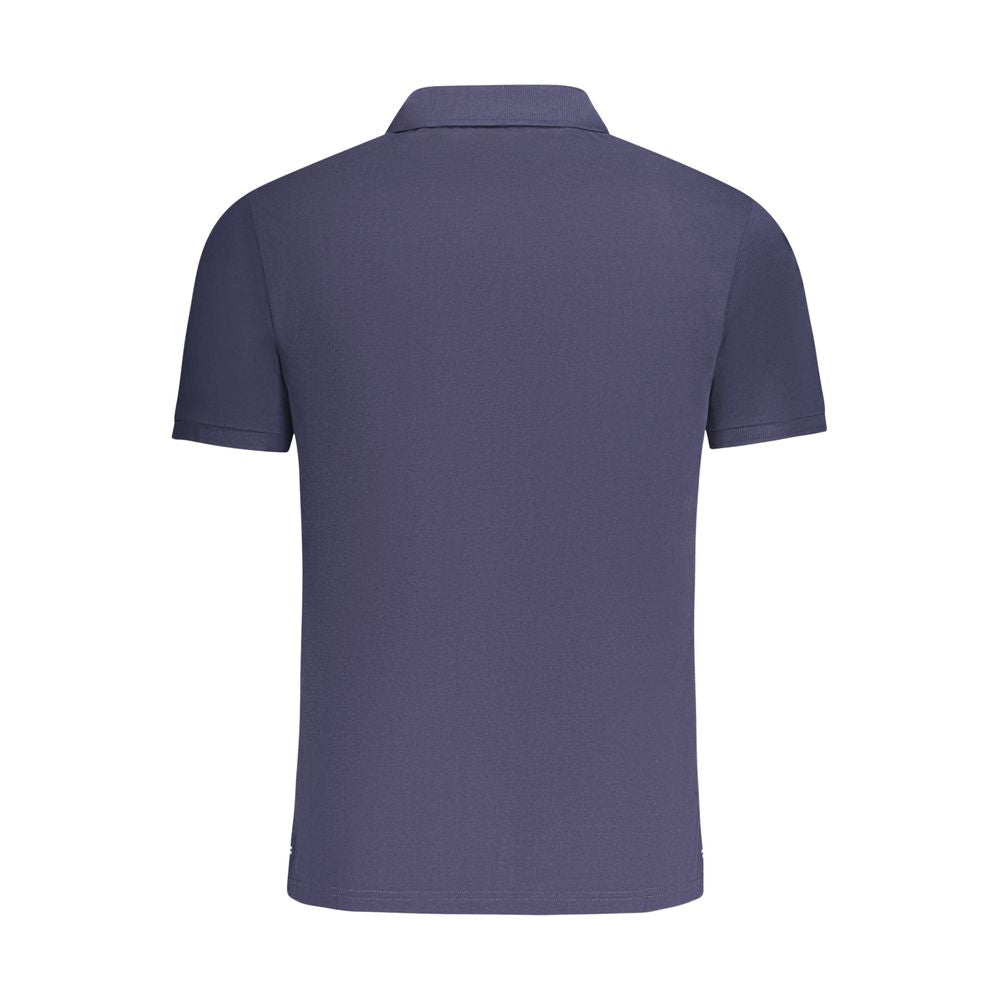 Back view of North Sails Blue Cotton Men Polo Shirt, featuring short sleeves and classic design.