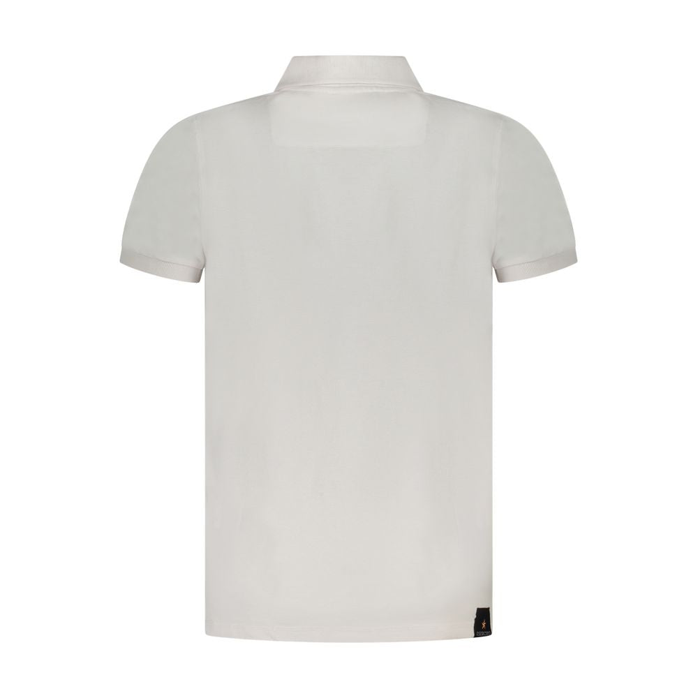 Back view of Accademia Militare White Cotton Polo Shirt with short sleeves and logo.