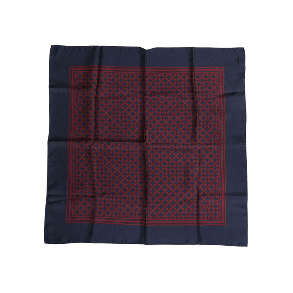Dolce & Gabbana Red Blue Printed Silk Square Men Foulard Scarf MS7247
