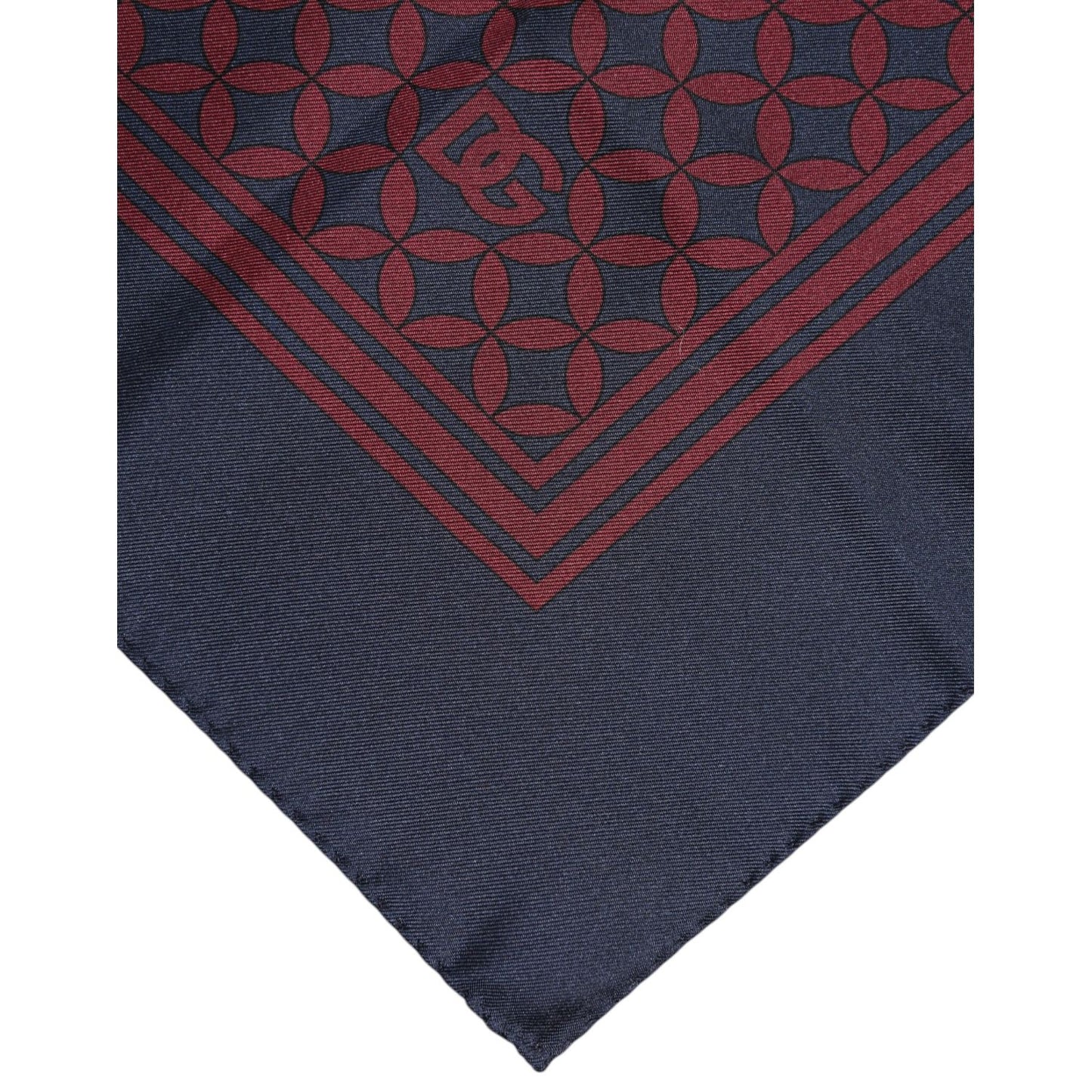 Dolce & Gabbana Red Blue Printed Silk Square Men Foulard Scarf MS7247