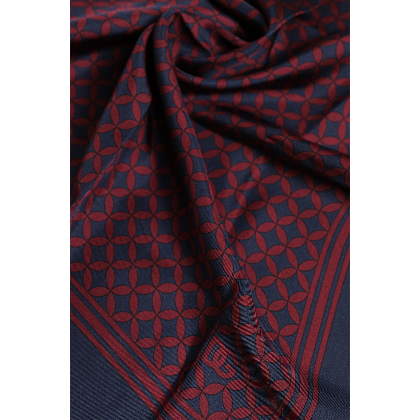 Dolce & Gabbana Red Blue Printed Silk Square Men Foulard Scarf MS7247
