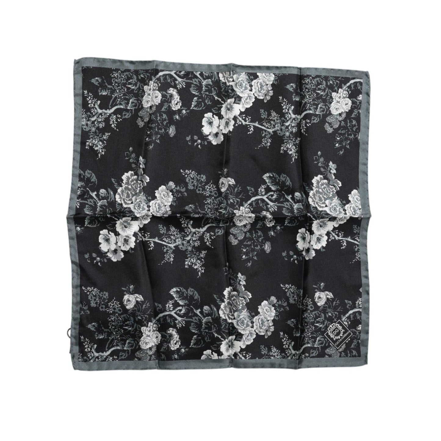 Dolce & Gabbana Black Floral Print Silk Square Foulard Scarf