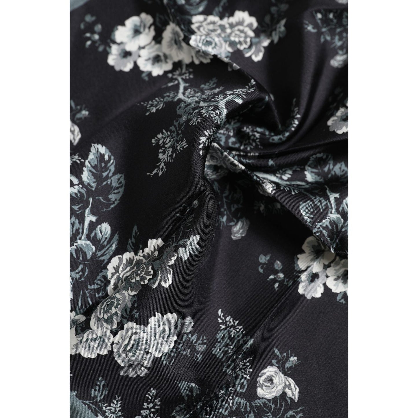 Dolce & Gabbana Black Floral Print Silk Square Foulard Scarf