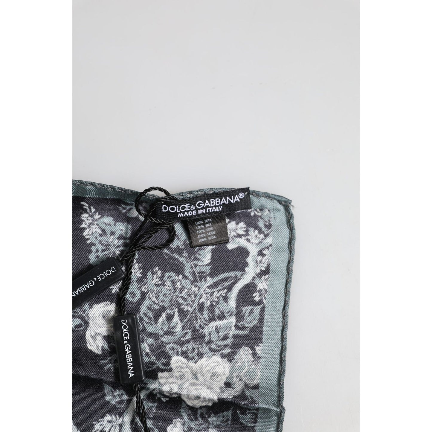 Dolce & Gabbana Black Floral Print Silk Square Foulard Scarf