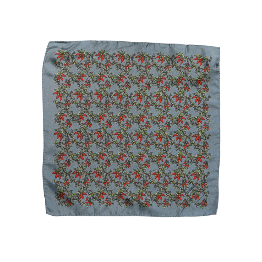 Dolce & Gabbana Gray Chilis Silk Square Men Foulard Scarf