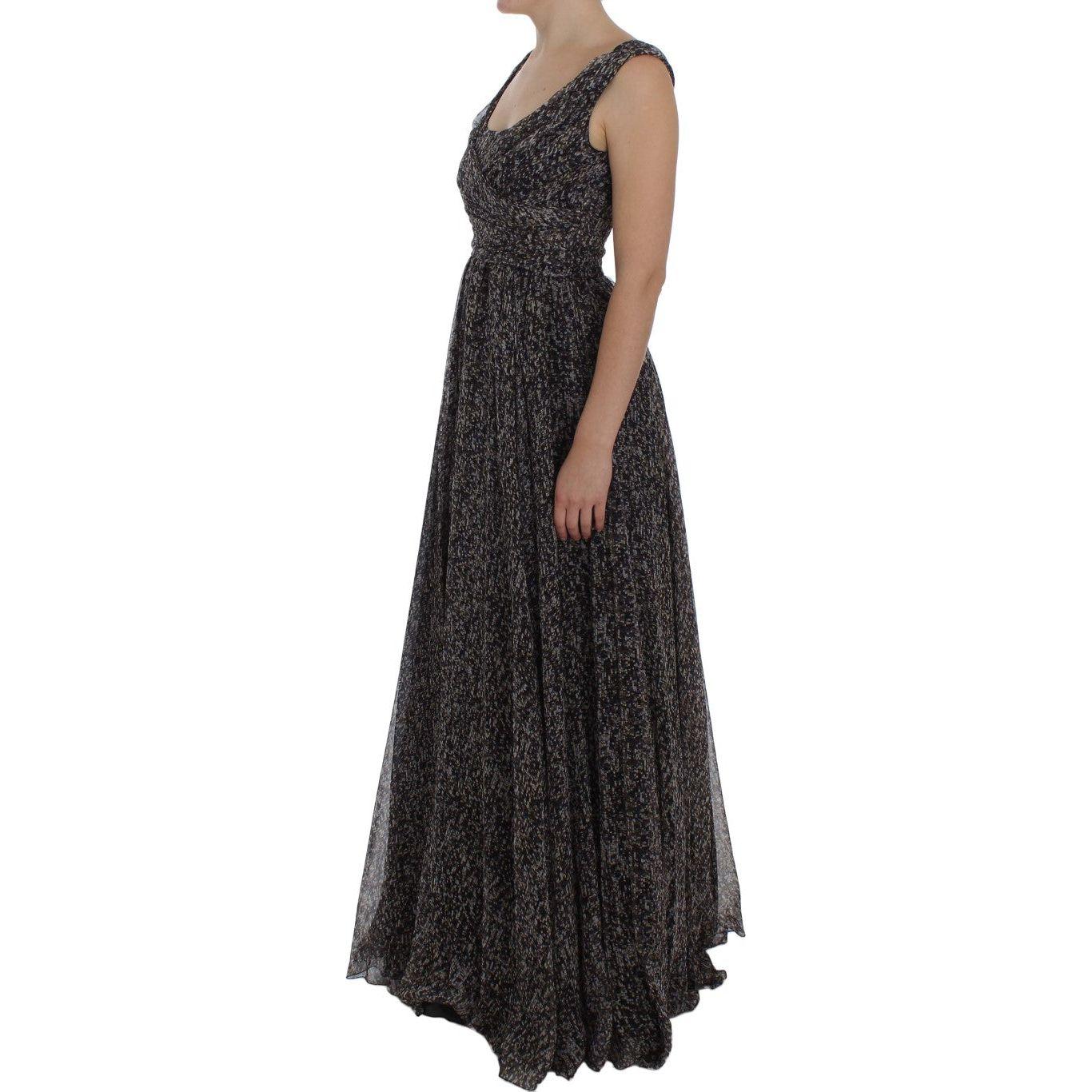Dolce & Gabbana Dark Silk Shift Gown Full Length Dress NOC10154-1
