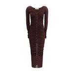Self-Portrait Draped knit Dress SE-PF25098MBRBROWN-S
