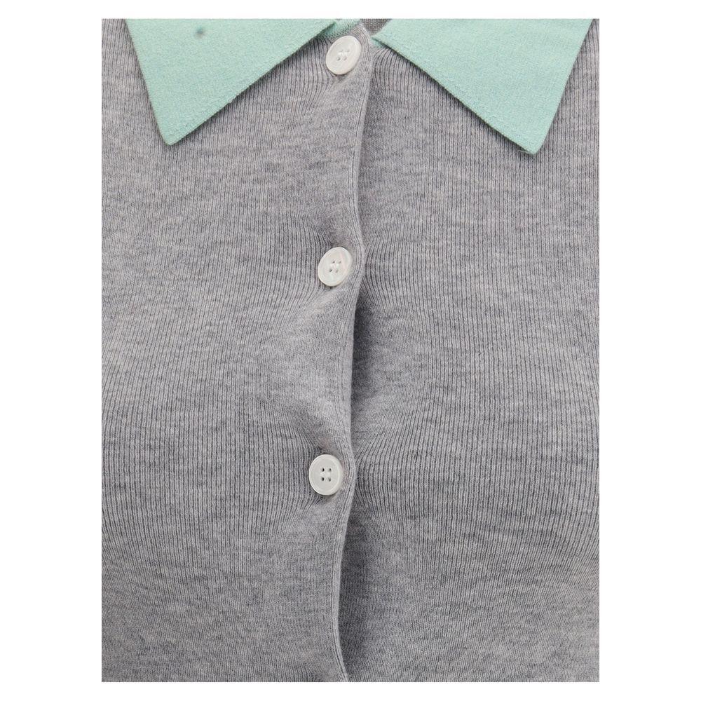 Self-Portrait Merino wool Cardigan SE-PF25097CGRGREY-M