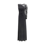 Self-Portrait Lace and rhinestone long Dress SE-PF25100XBBLACK-6