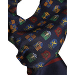 Dolce & Gabbana Blue Silk Printed Fringes Foulard Scarf