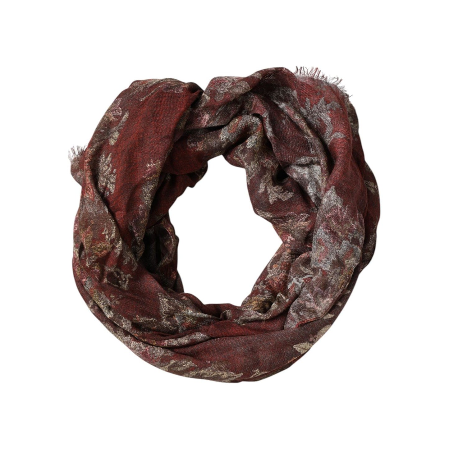 Dolce & Gabbana Maroon Floral Neck Warmer Foulard Scarf MS7553