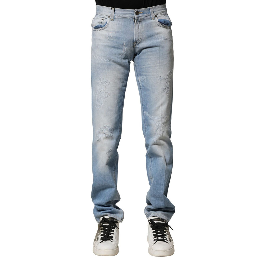 Dolce & Gabbana Light Blue Washed Straight Fit Denim Jeans PAN75928-44