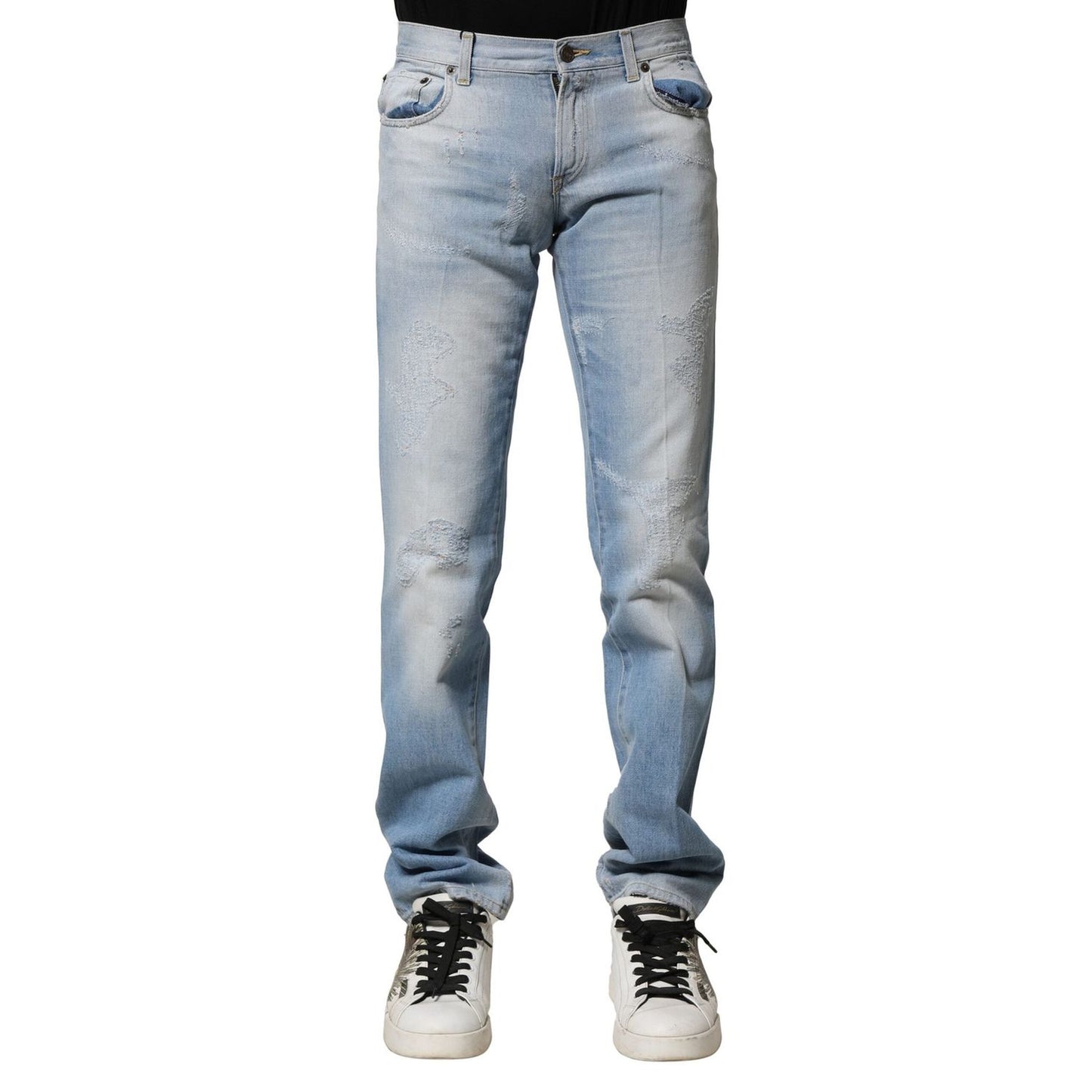 Dolce & Gabbana Light Blue Washed Straight Fit Denim Jeans PAN75928-44
