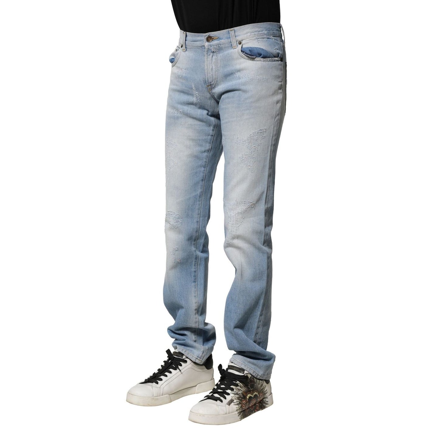 Dolce & Gabbana Light Blue Washed Straight Fit Denim Jeans PAN75928-44