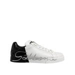 Dolce & Gabbana White Black Logo Low Top Leather Sneakers Shoes MV7456-39