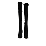 Dolce & Gabbana Black Suede Leather Knee High Boots Shoes