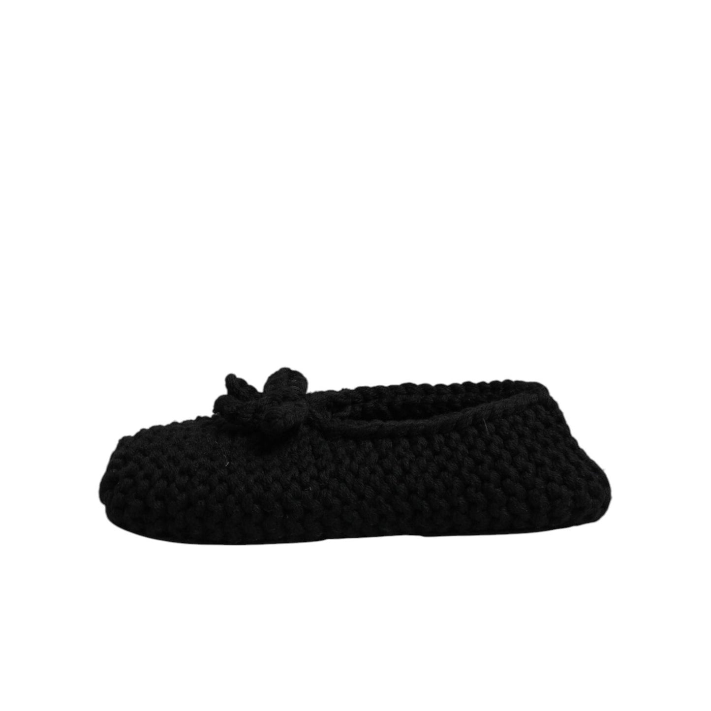 Dolce & Gabbana Black Wool Slip On Flats Ballerina Shoes