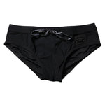 Dolce & Gabbana Black Logo Plaque Men Beachwear Brief Swimwear BIK1611-4