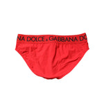 Dolce & Gabbana Red Logo Waist Men Beachwear Brief Swimwear BIK1616-5