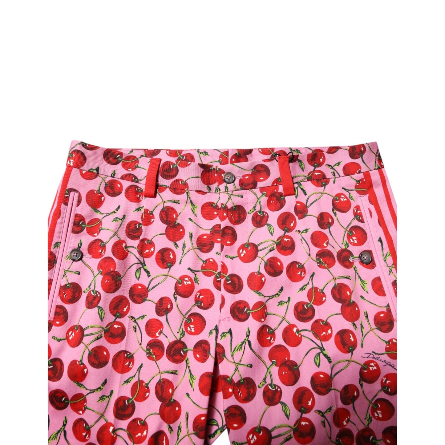 Dolce & Gabbana Pink Cherry Print Cotton Dress Pants PAN76204-48