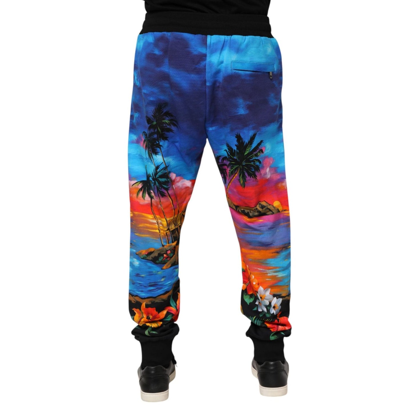 Dolce & Gabbana Blue Hawaiian Print Jogger Sweatpants Pants PAN76249-48