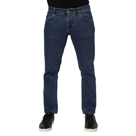 Dolce & Gabbana Blue Cotton Logo Skinny Denim Jeans
