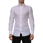 Dolce & Gabbana White Cotton GOLD Long Sleeves Formal Shirt