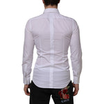 Dolce & Gabbana White Bib Cotton Poplin GOLD Formal Shirt