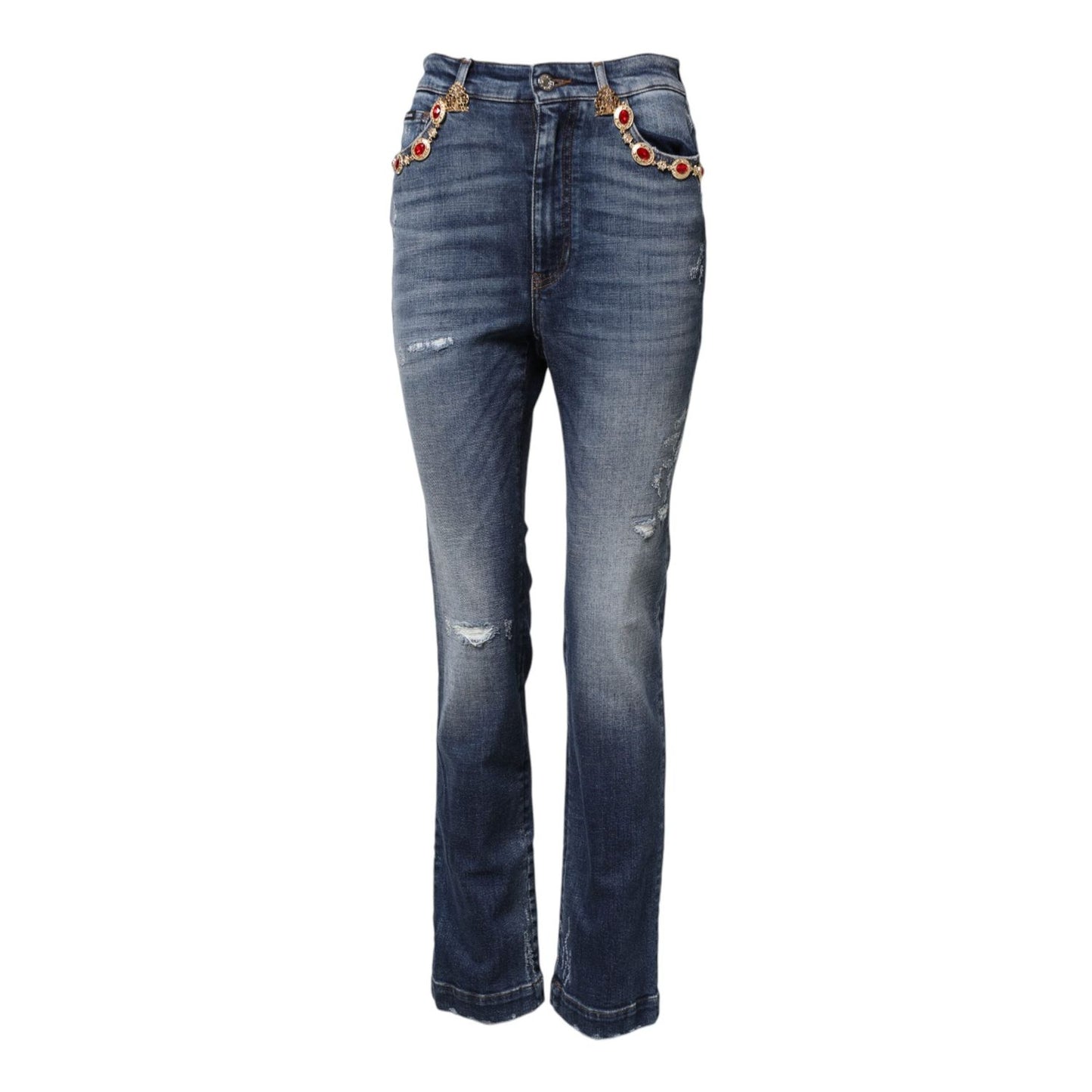 Dolce & Gabbana Blue Rhinestone Embellished Denim Jeans PAN76496-40