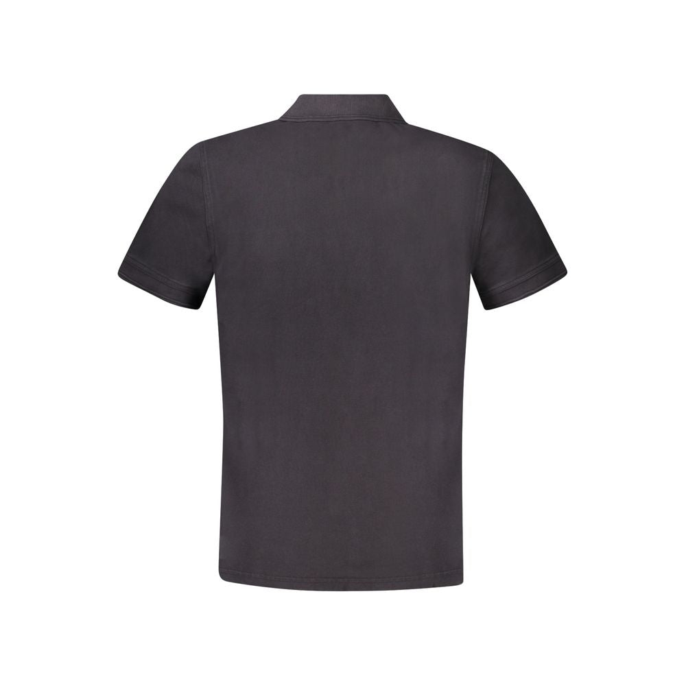 Back view of Hugo Boss Black Cotton Polo Shirt featuring short sleeves and a collar.