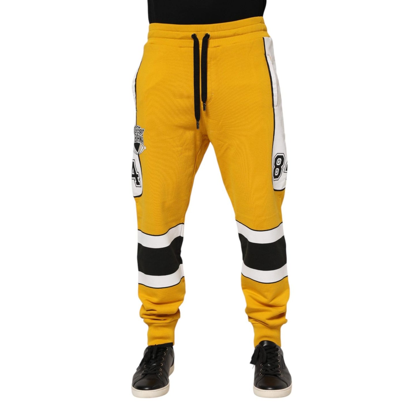 Dolce & Gabbana Yellow Cotton Print Jogger Sweatpants Pants PAN76391-56