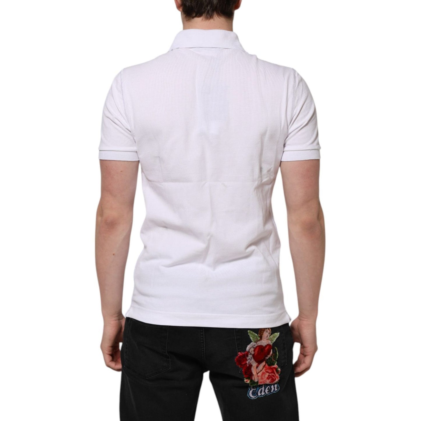 Dolce & Gabbana White Logo Short Sleeve Collared Polo T-shirt