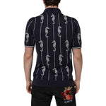 Dolce & Gabbana Dark Blue Sea Horse Collared Polo T-shirt