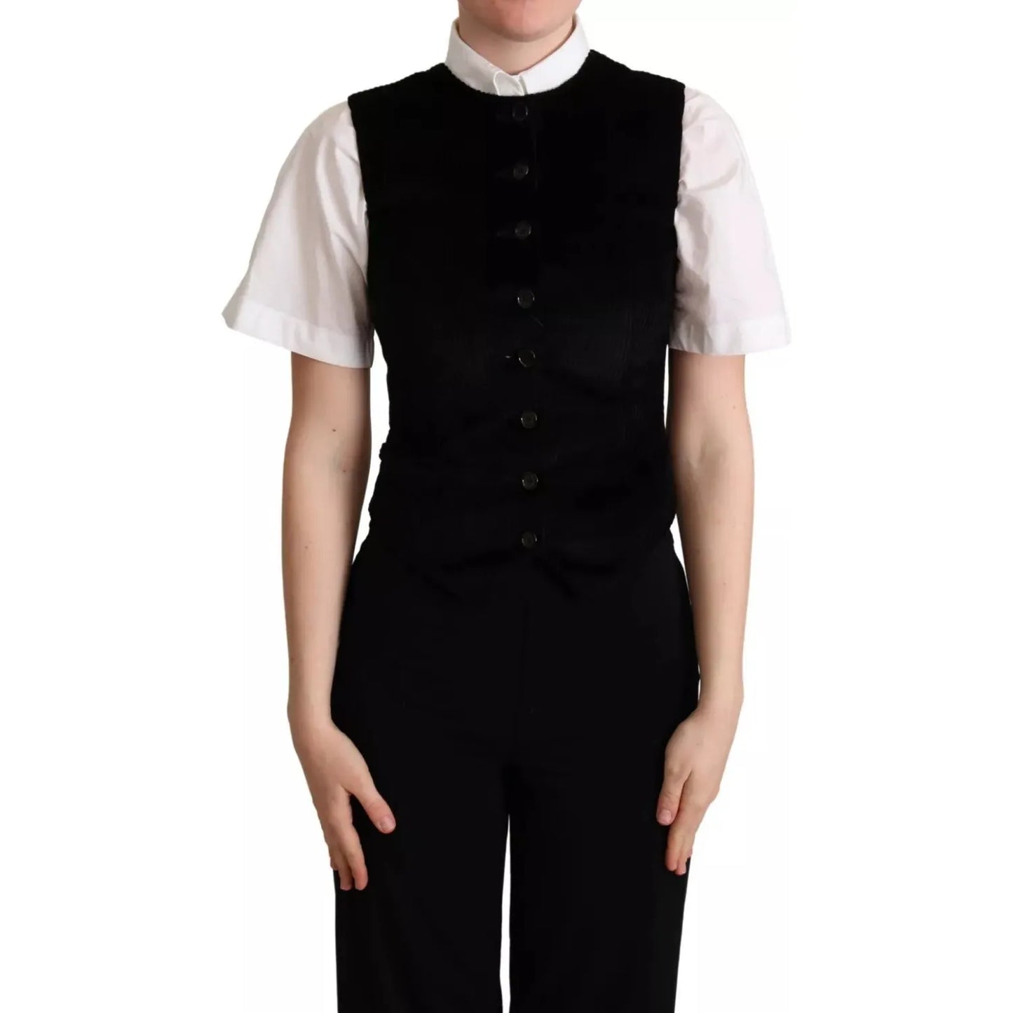 Dolce & Gabbana Black Brown Leopard Print Waistcoat Vest TSH5982 -40