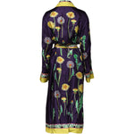 Dolce & Gabbana Blue Floral Print Silk Long Sleeves Wrap Robe JKT41483-44