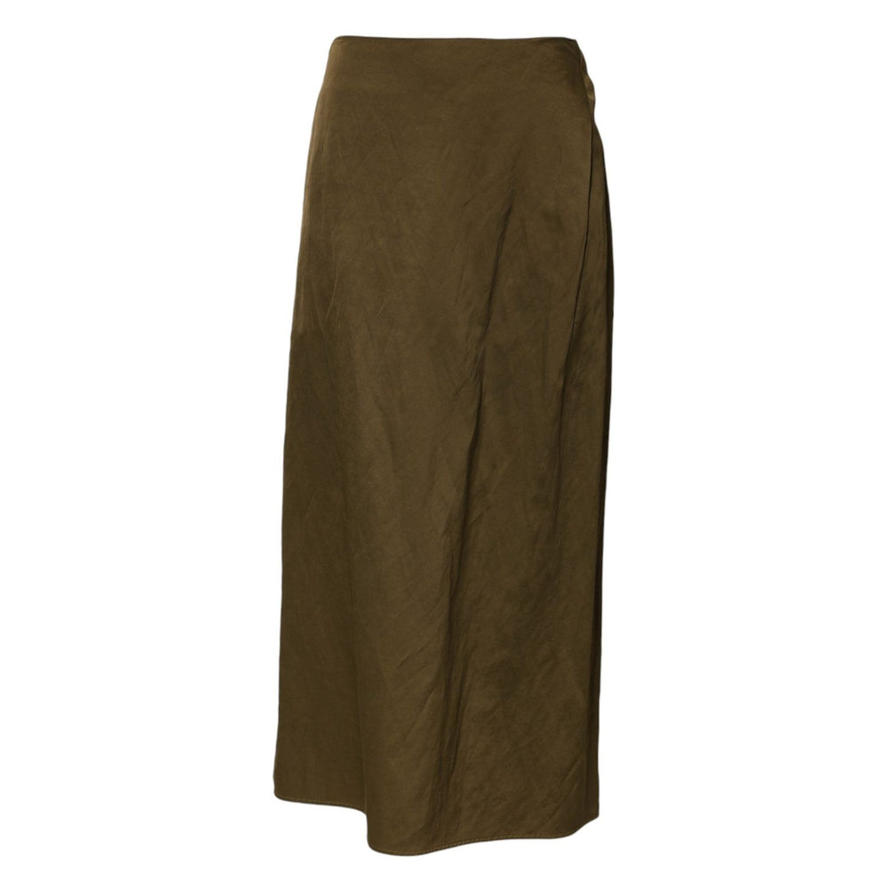 Jil Sander Olive Green Viscose A-line High Waist Midi Skirt SKI2071-34