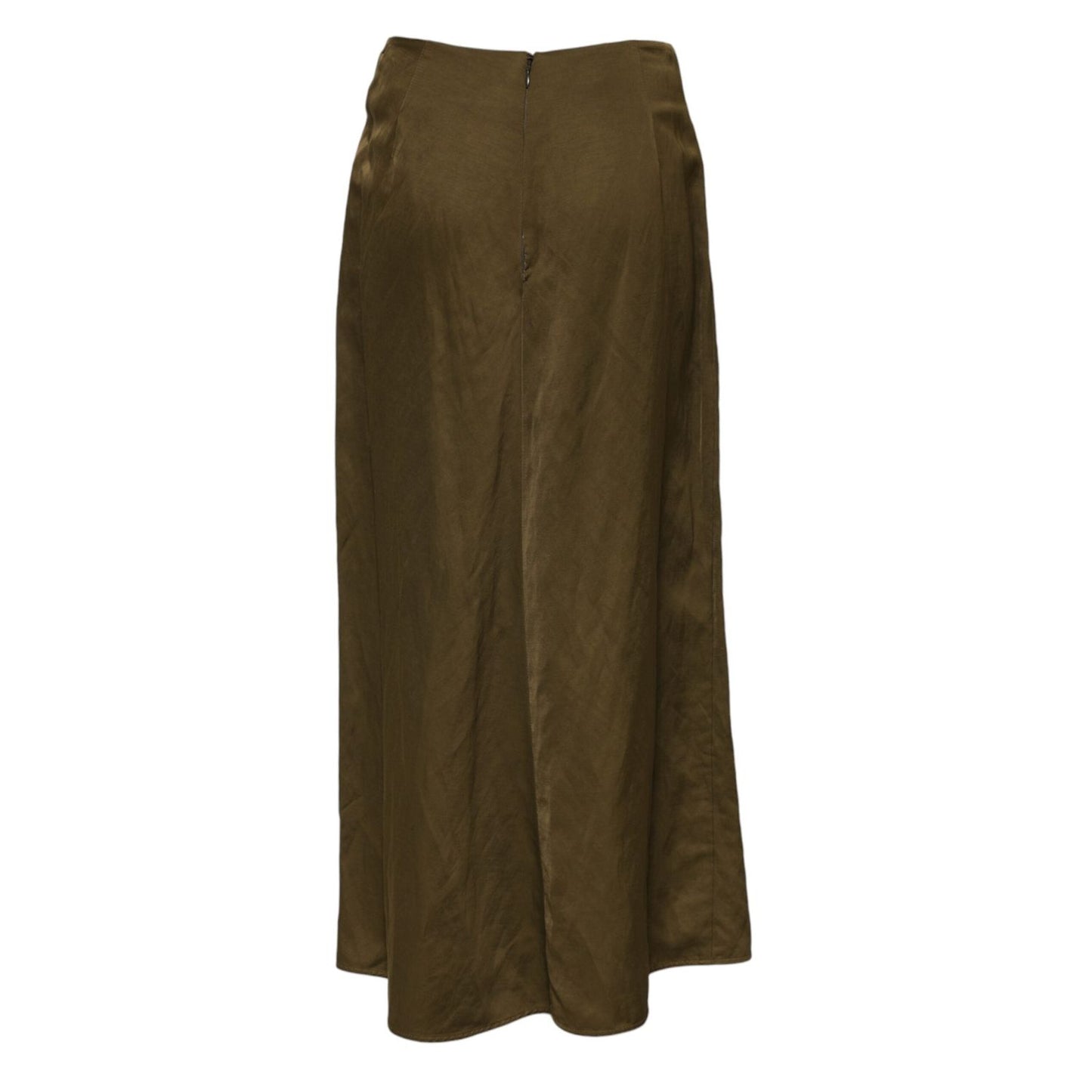Jil Sander Olive Green Viscose A-line High Waist Midi Skirt SKI2071-34