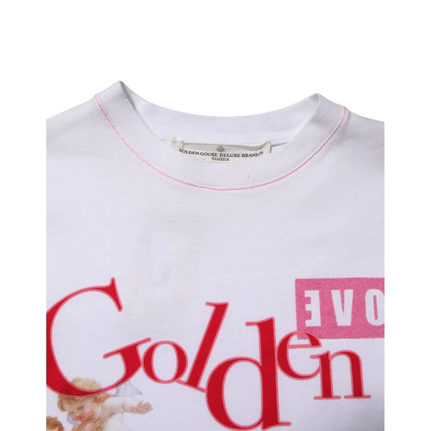 Golden Goose White Printed Round Neck T-shirt TSH87627-38