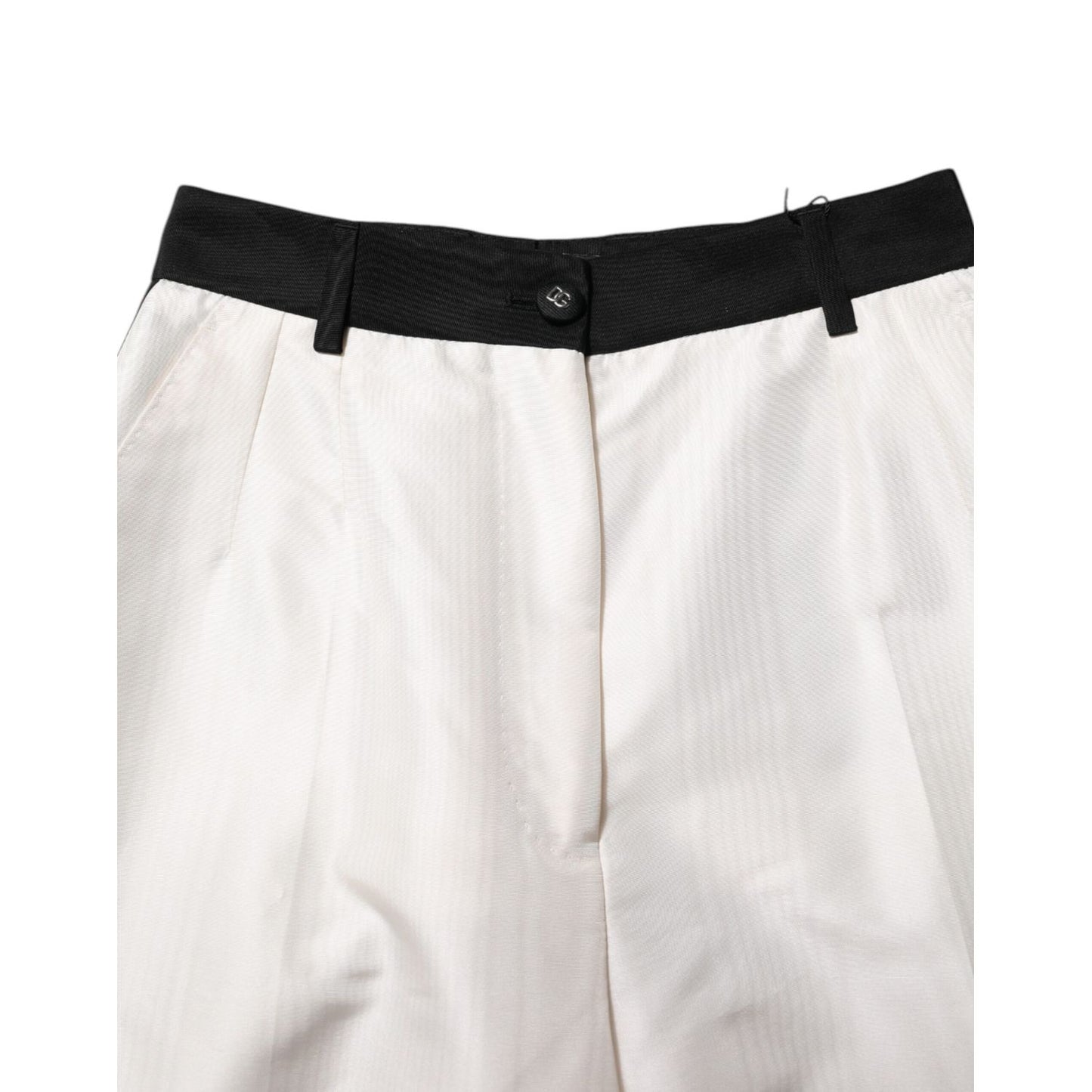Dolce & Gabbana White High Waist Straight Dress Trouser Pants