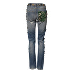 Dolce & Gabbana Blue Embellished Tattered SkinnyDenim Jeans PAN75539-36