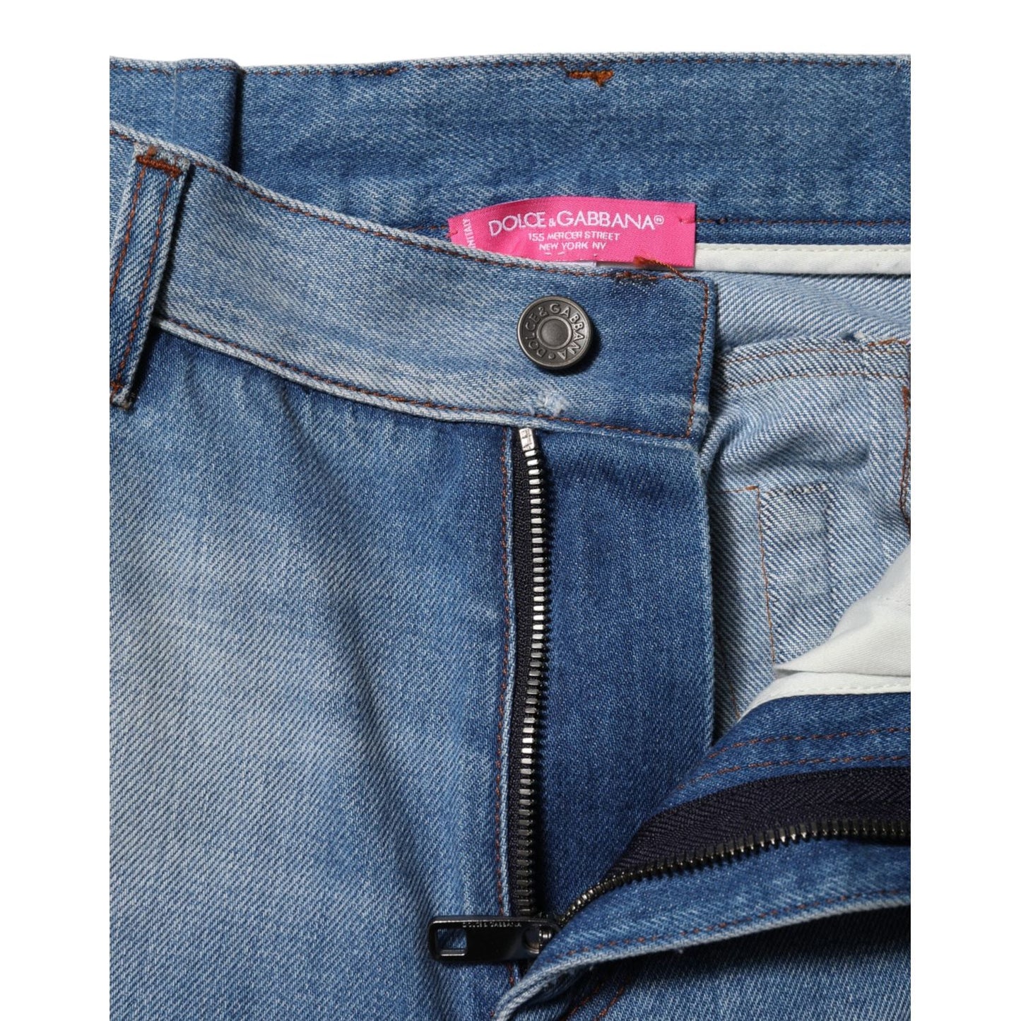 Dolce & Gabbana Blue Cotton High Waist Flared Denim Jeans