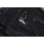Dolce & Gabbana Black Cotton Tattered Skinny Denim Jeans PAN75633-40