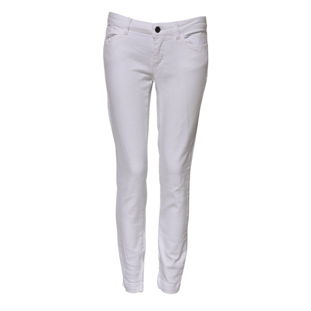 Dolce & Gabbana White Cotton Low Waist Skinny Denim Jeans PAN75638-40