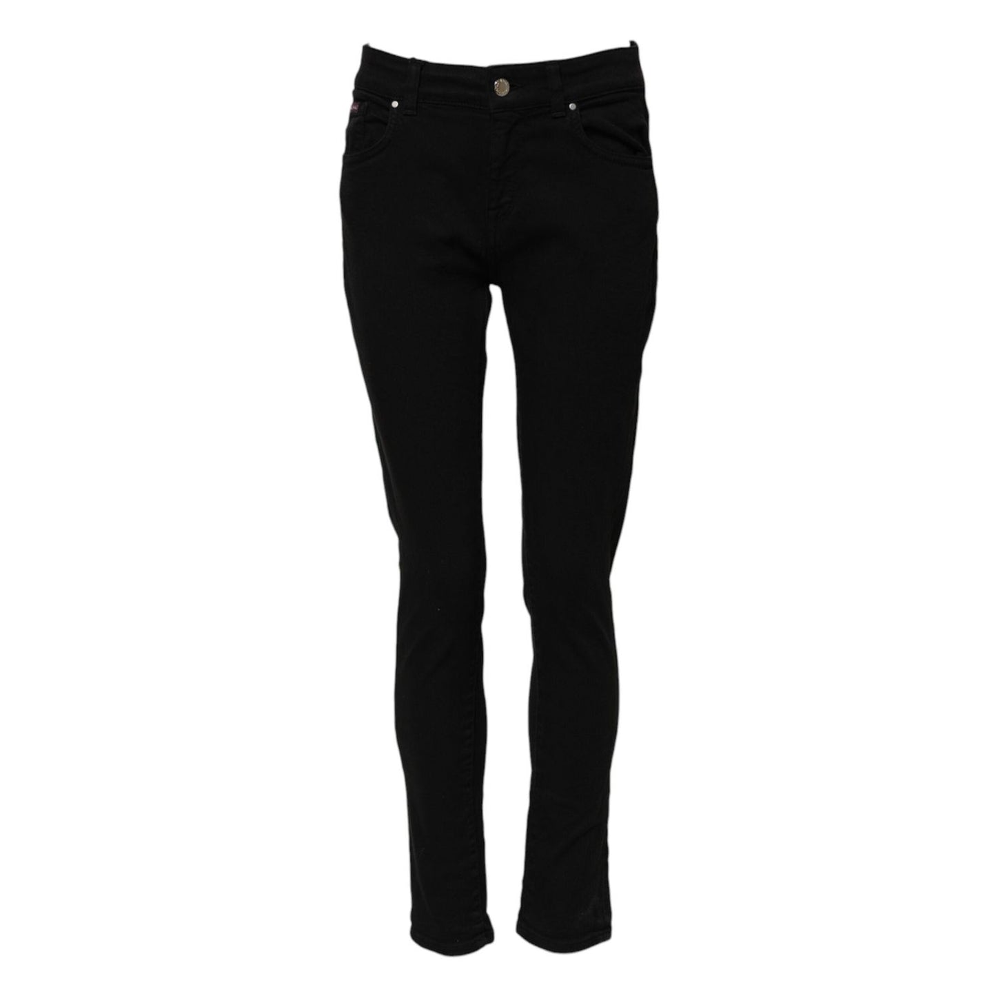 Dolce & Gabbana Black Cotton Logo Skinny Mid Waist Denim Jeans PAN75947-40